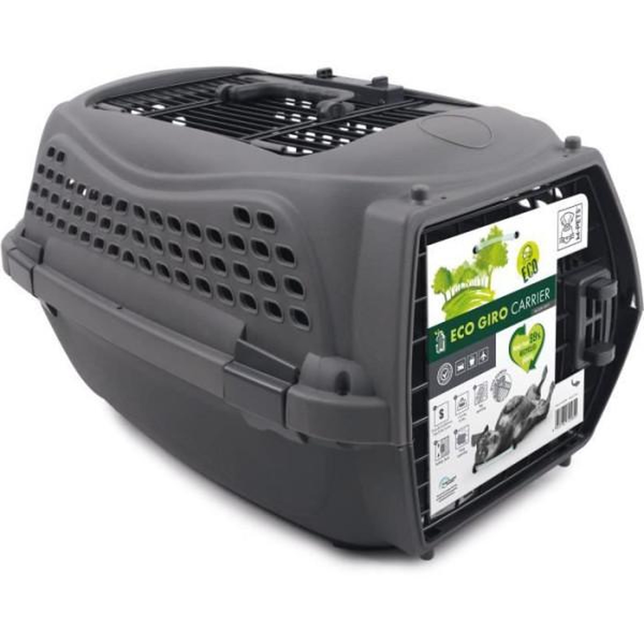Voir la diapositive 4 : M PETS Caisse de transport pour chat m.pets eco giro - cage en plastique - taille s - gris