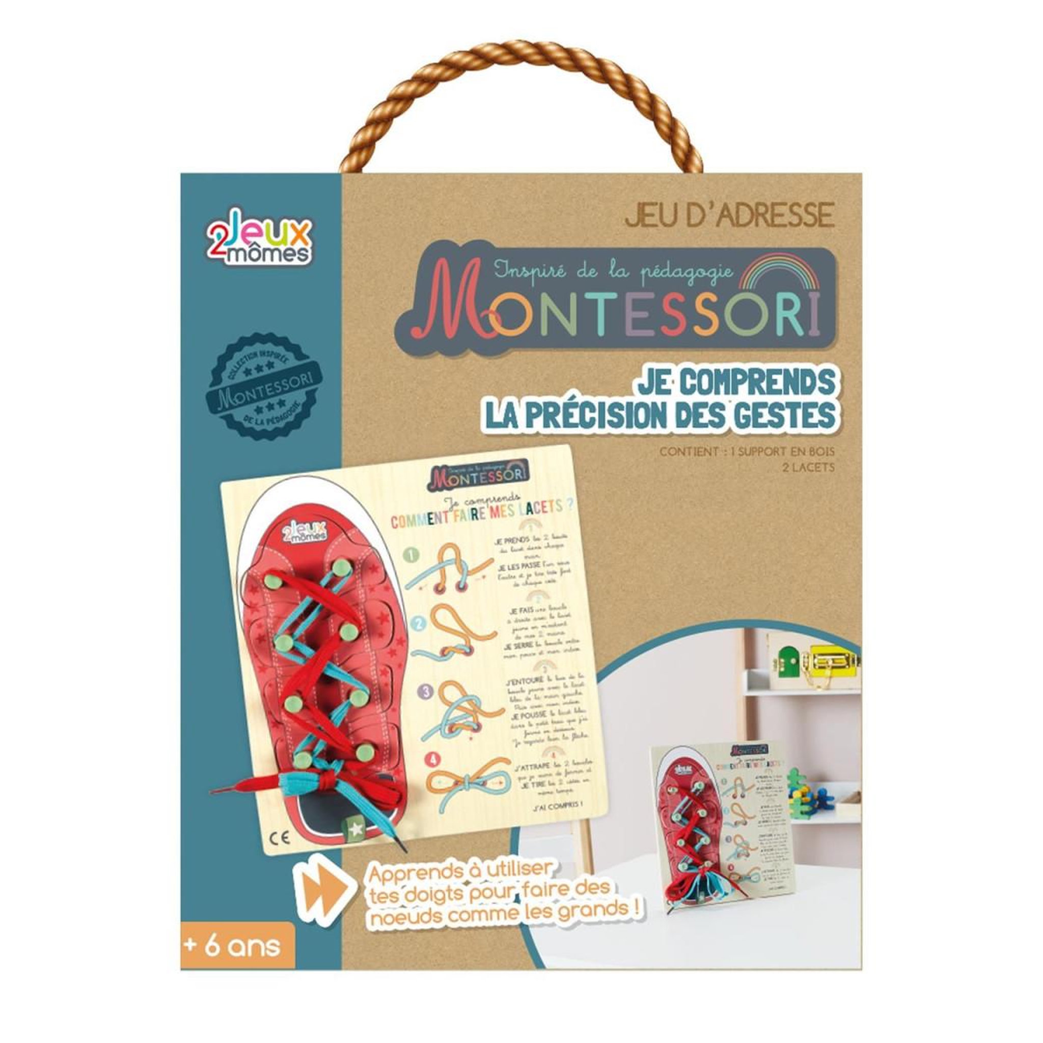 Voir la diapositive 1 : Jeux 2 momes Jeu d'adresse chaussures  montessori  22cm multicolore