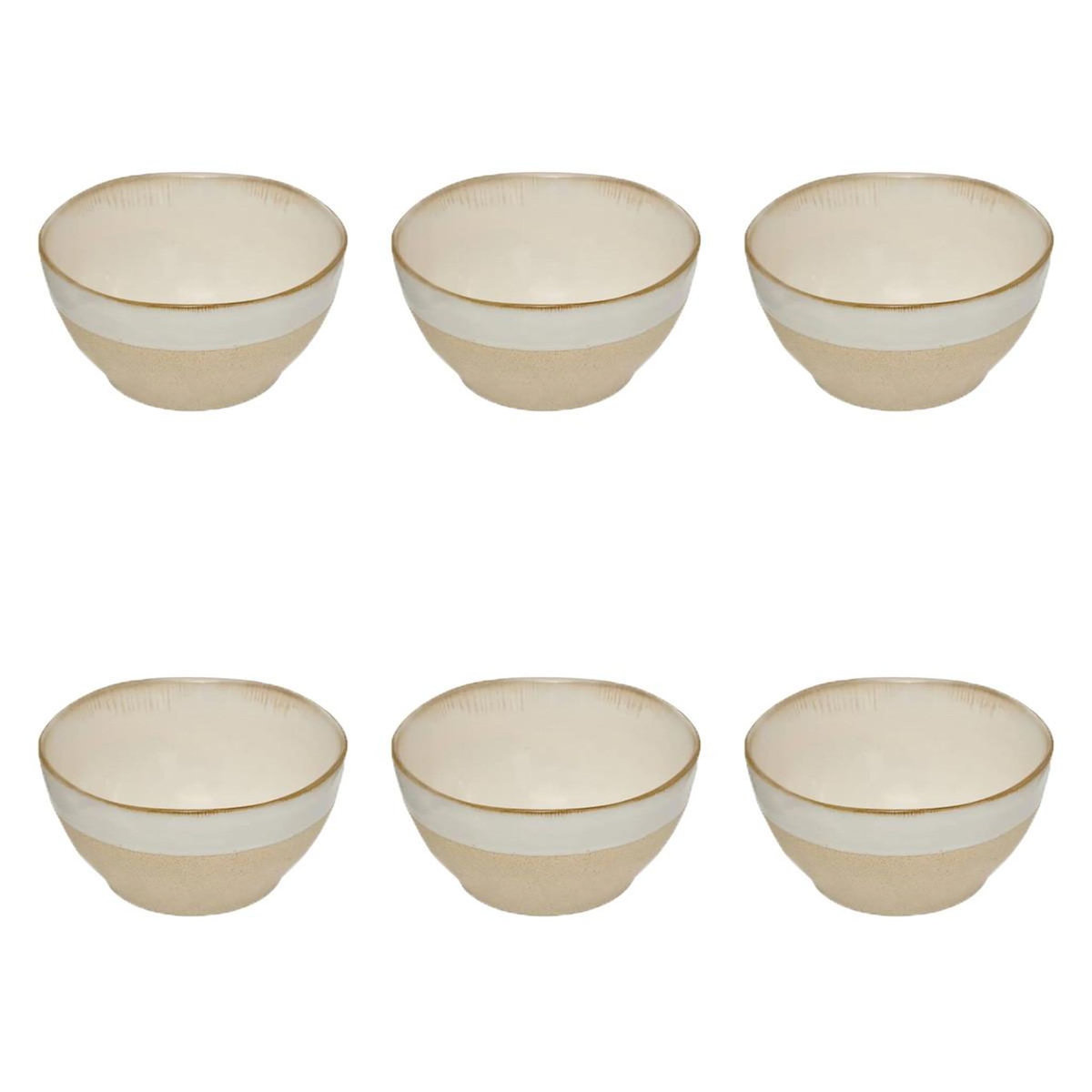 SECRET DE GOURMET Lot de 6 Bols en Faïence  Kate  72cl Blanc