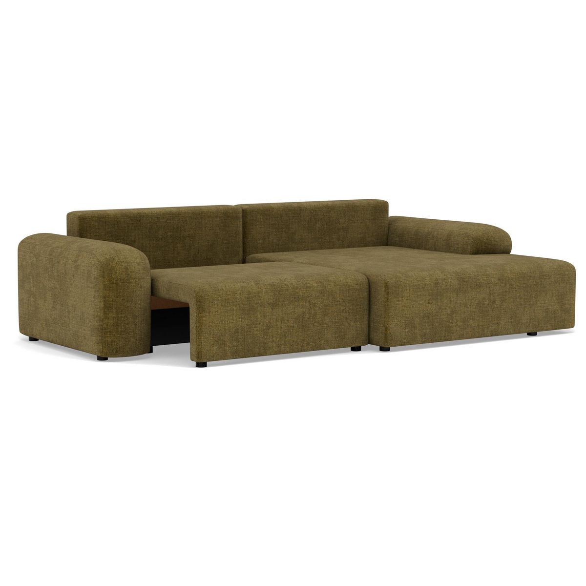 BEST MOBILIER Rebecca - canapé d'angle droit 4 places convertible avec coffre en velours texturé