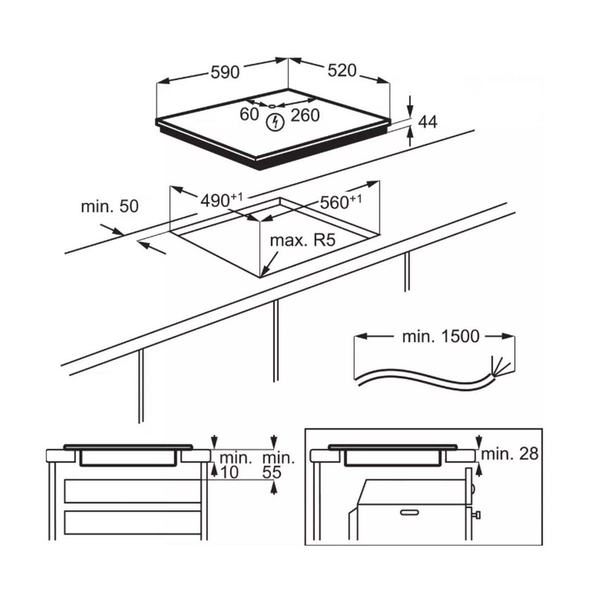 Voir la diapositive 5 : ELECTROLUX Table de cuisson induction 3 feux 7350w blanc - EIV63342CW/1