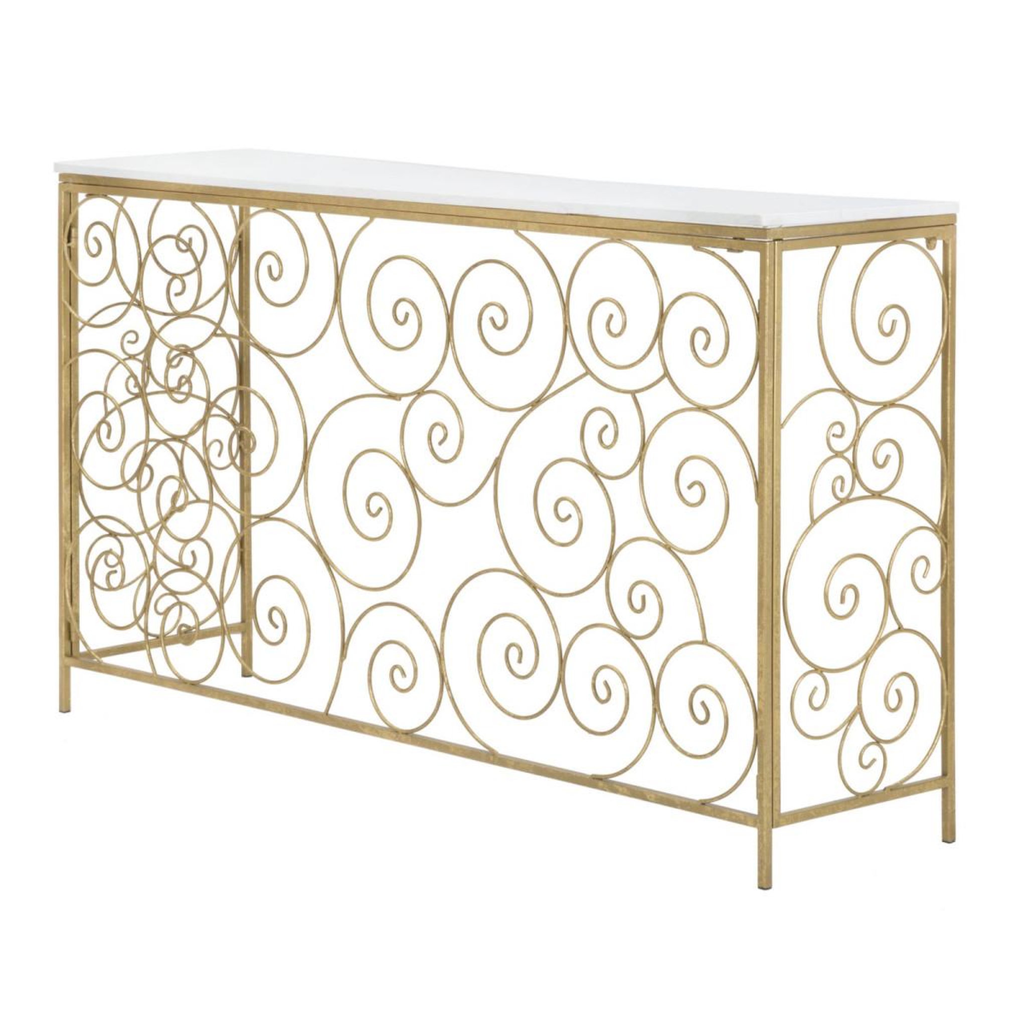 Voir la diapositive 3 : Paris Prix Console design en marbre  spirale  140cm blanc & or