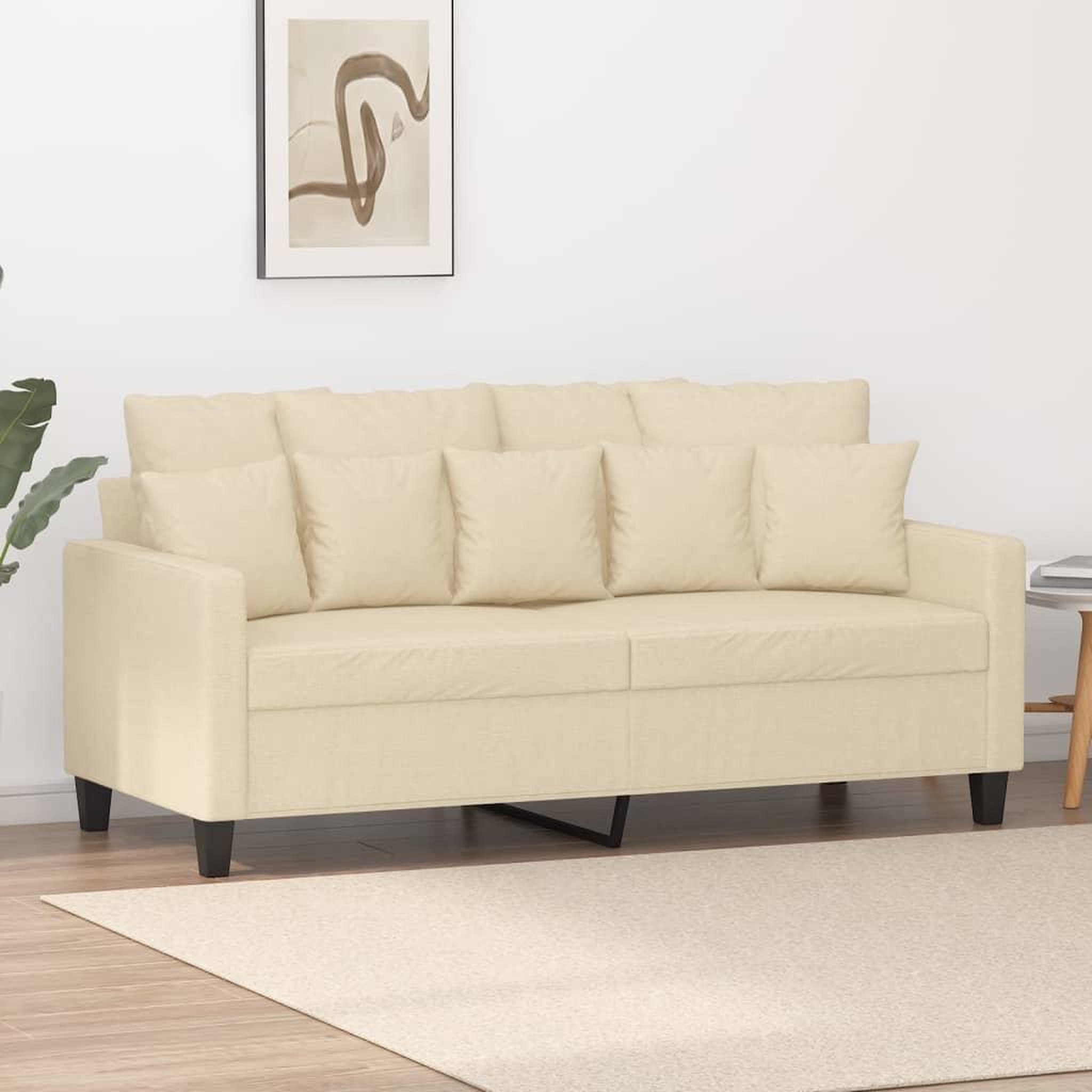 VIDAXL Canape a 2 places Creme 140 cm Tissu