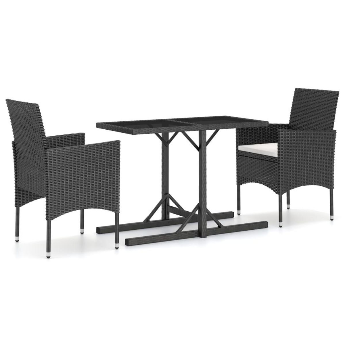 VIDAXL Ensemble a manger de jardin 3 pcs Noir