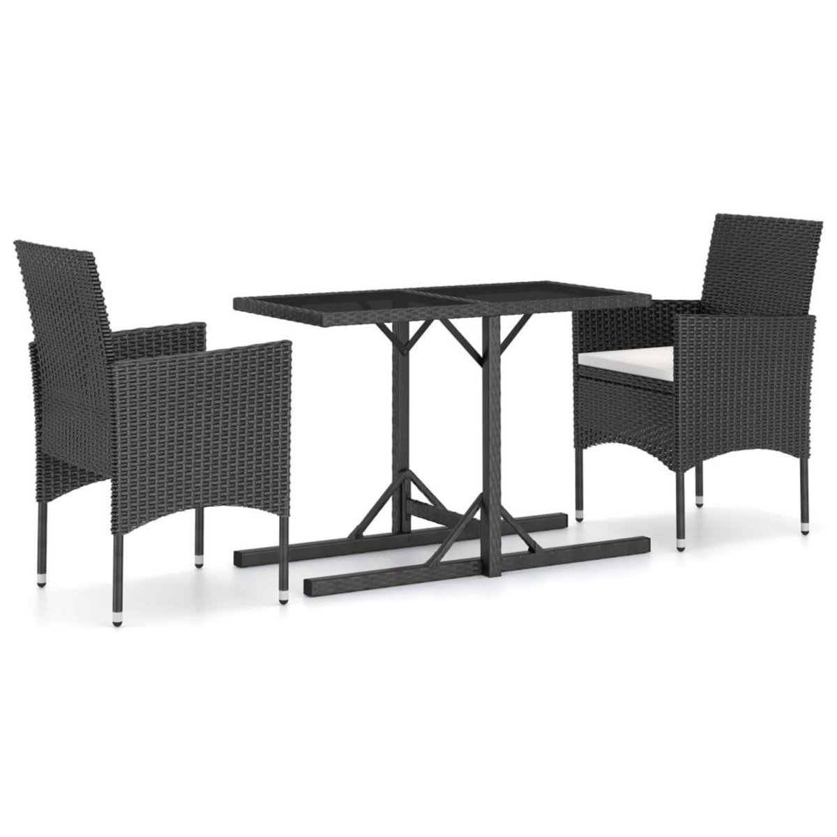 VIDAXL Ensemble a manger de jardin 3 pcs Noir