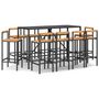 Voir la diapositive 2 : VIDAXL Ensemble de bar jardin 11pcs noir poly rotin/bois massif acacia