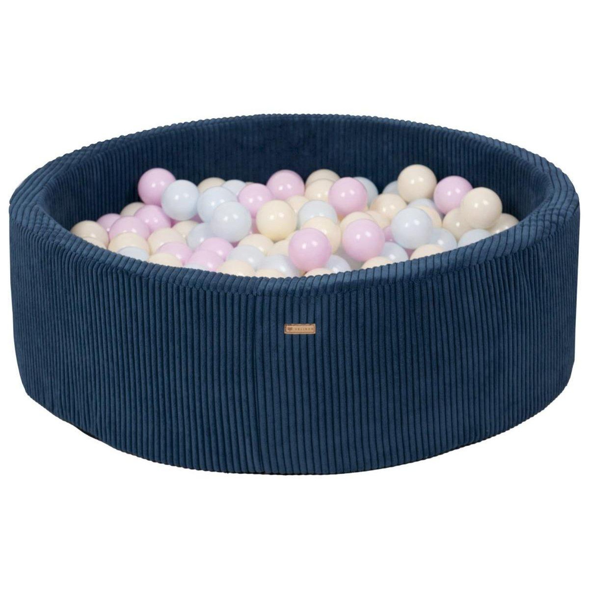 VELINDA Piscine à balles en velours côtelé avec 300 balles, diamètre env. 90 cm — bleu marine