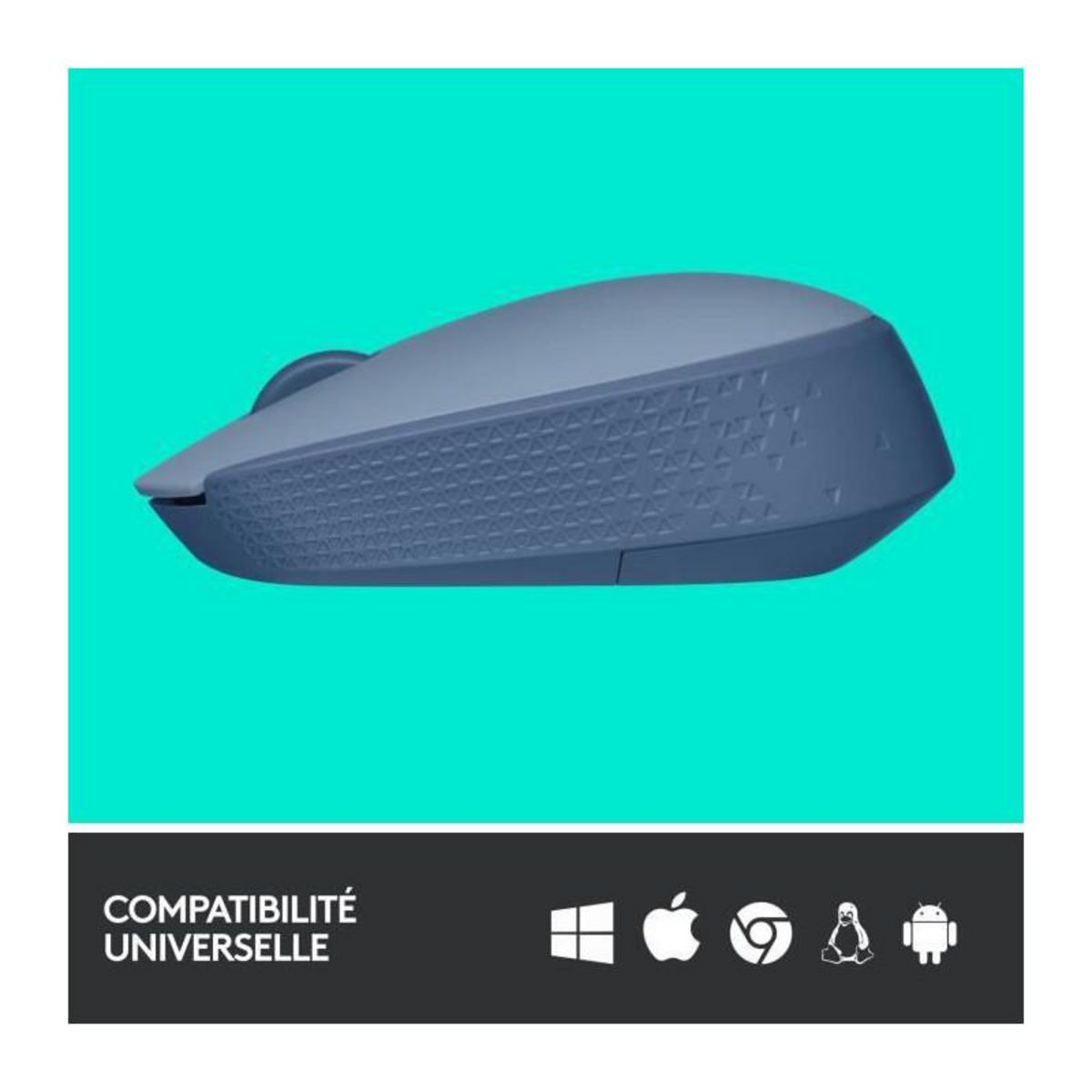 Logitech Logitech M171 Souris Sans Fil 2,4 GHz avec Mini-récepteur USB, Suivi Optique, Ambidextre - Bleu Gris