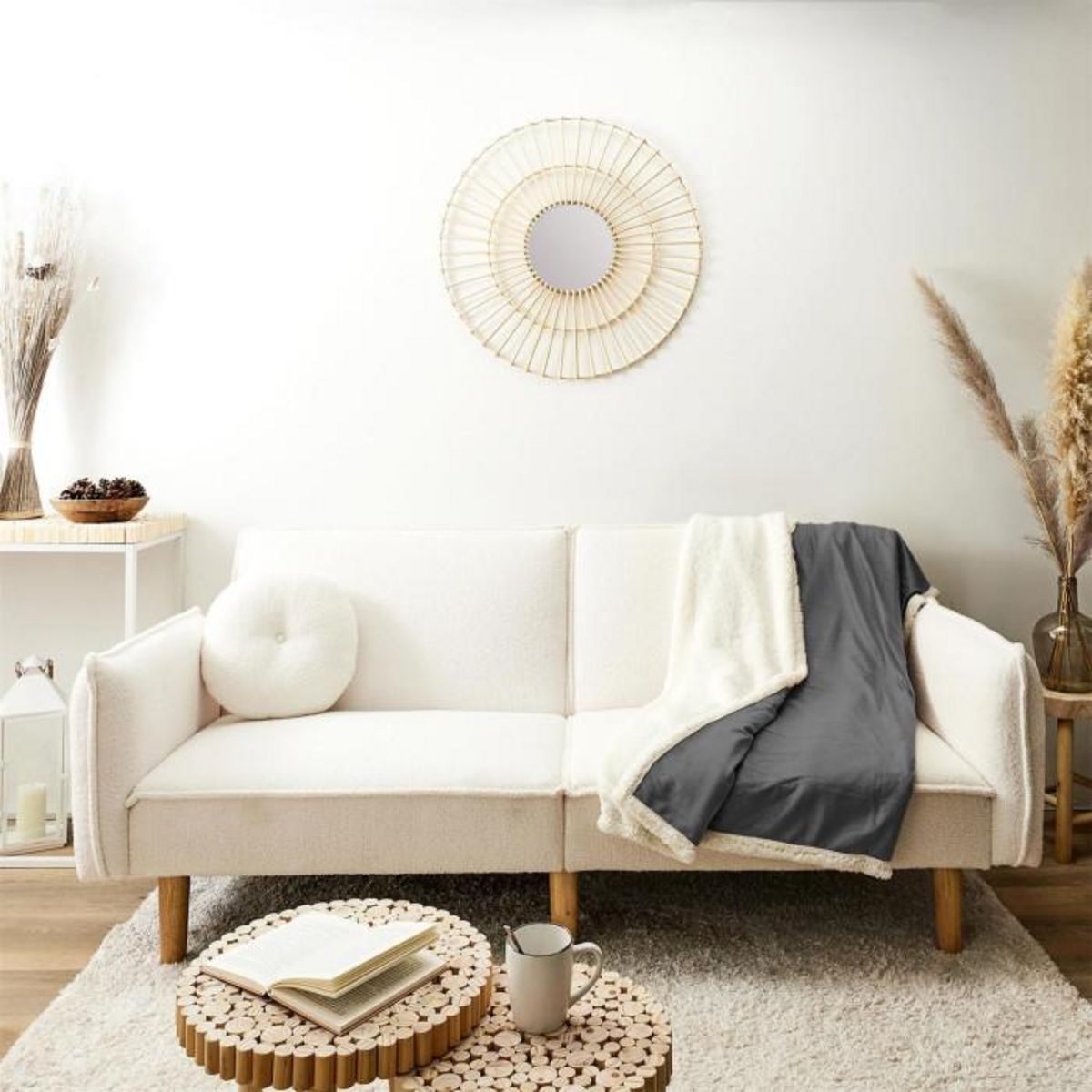 Paris Prix Plaid Microfibre  Intérieur Sherpa  120x150cm Gris