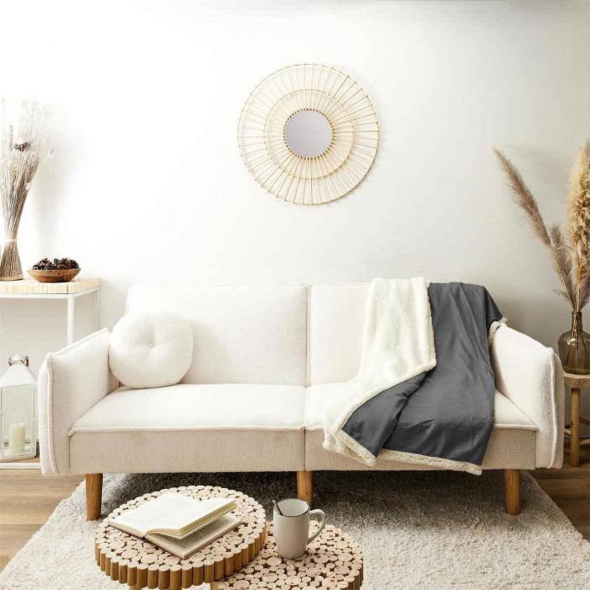 Paris Prix Plaid Microfibre  Intérieur Sherpa  120x150cm Gris