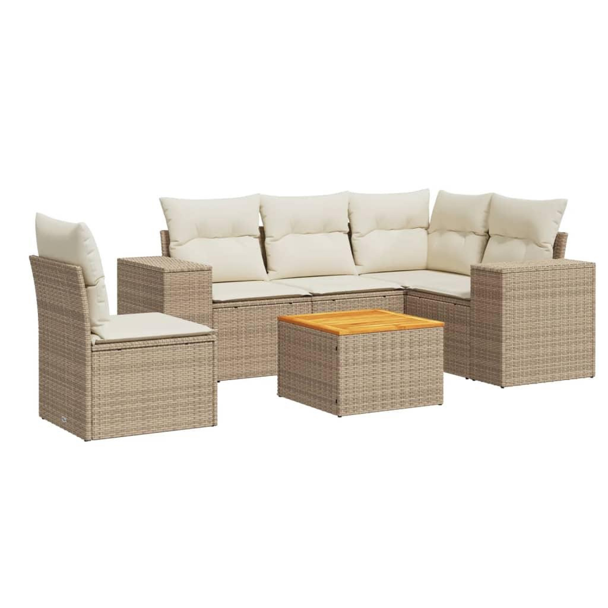 Voir la diapositive 2 : VIDAXL Salon de jardin avec coussins 6 pcs beige resine tressee