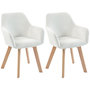 Voir la diapositive 1 : HOMCOM Chaises de visiteur design scandinave - lot de 2 chaises - pieds bois hévéa - assise dossier accoudoirs velours crème