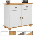 IDIMEX Buffet COLMAR en pin massif, 2 tiroirs et 2 portes. Coloris disponibles : Marron, Bicolore