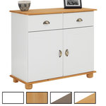 IDIMEX Buffet COLMAR en pin massif, 2 tiroirs et 2 portes. Coloris disponibles : Bicolore, Marron