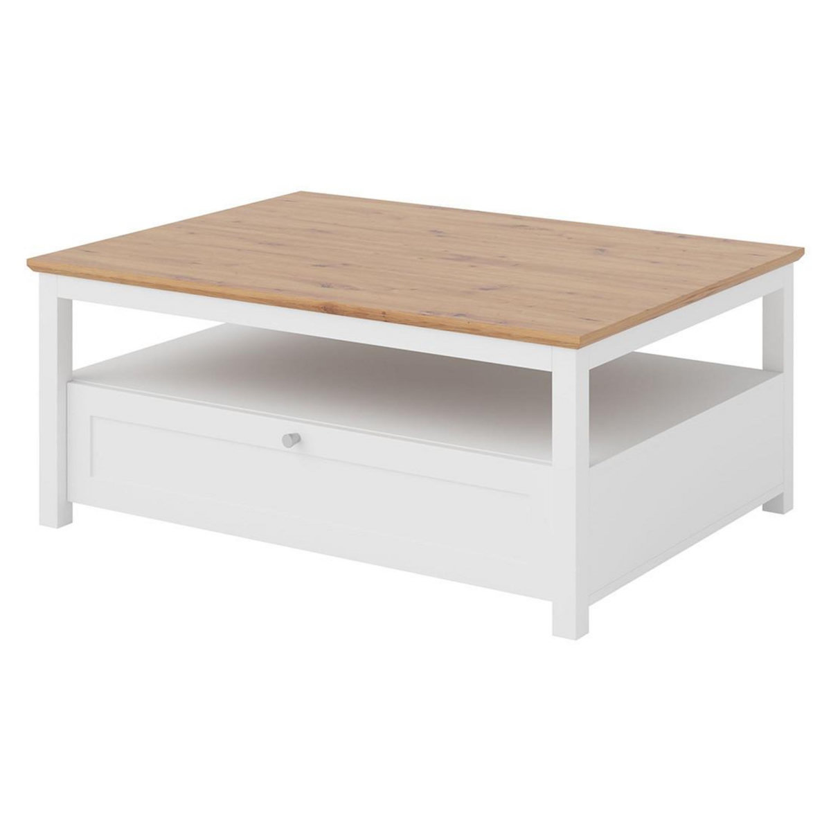 BEST MOBILIER Francesco - table basse - effet bois et blanc - 1 tiroir et 1 niche - 104 cm