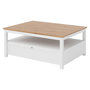 Voir la diapositive 1 : BEST MOBILIER Francesco - table basse - effet bois et blanc - 1 tiroir et 1 niche - 104 cm