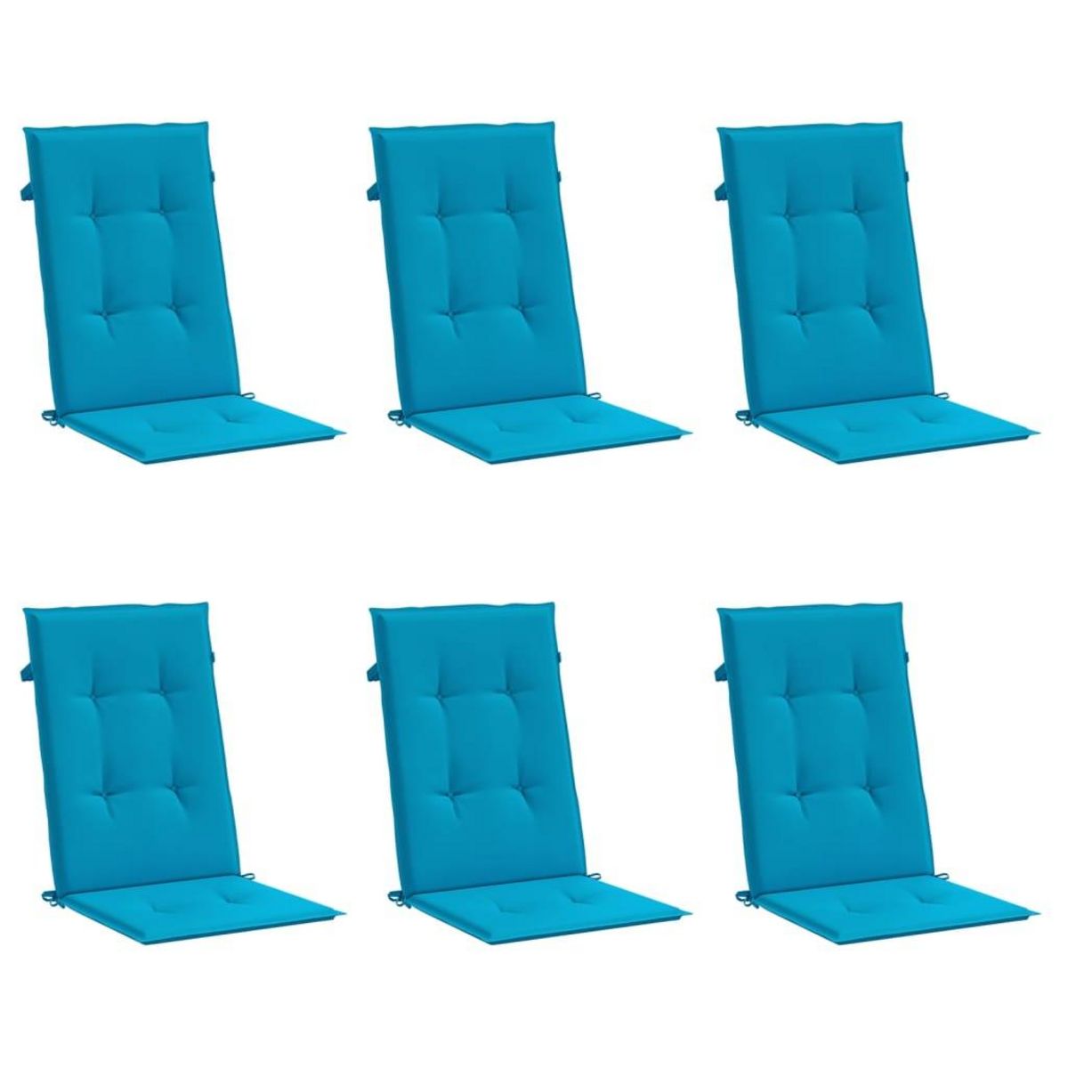 VIDAXL Coussins de chaise de jardin a dossier haut lot de 6 bleu tissu