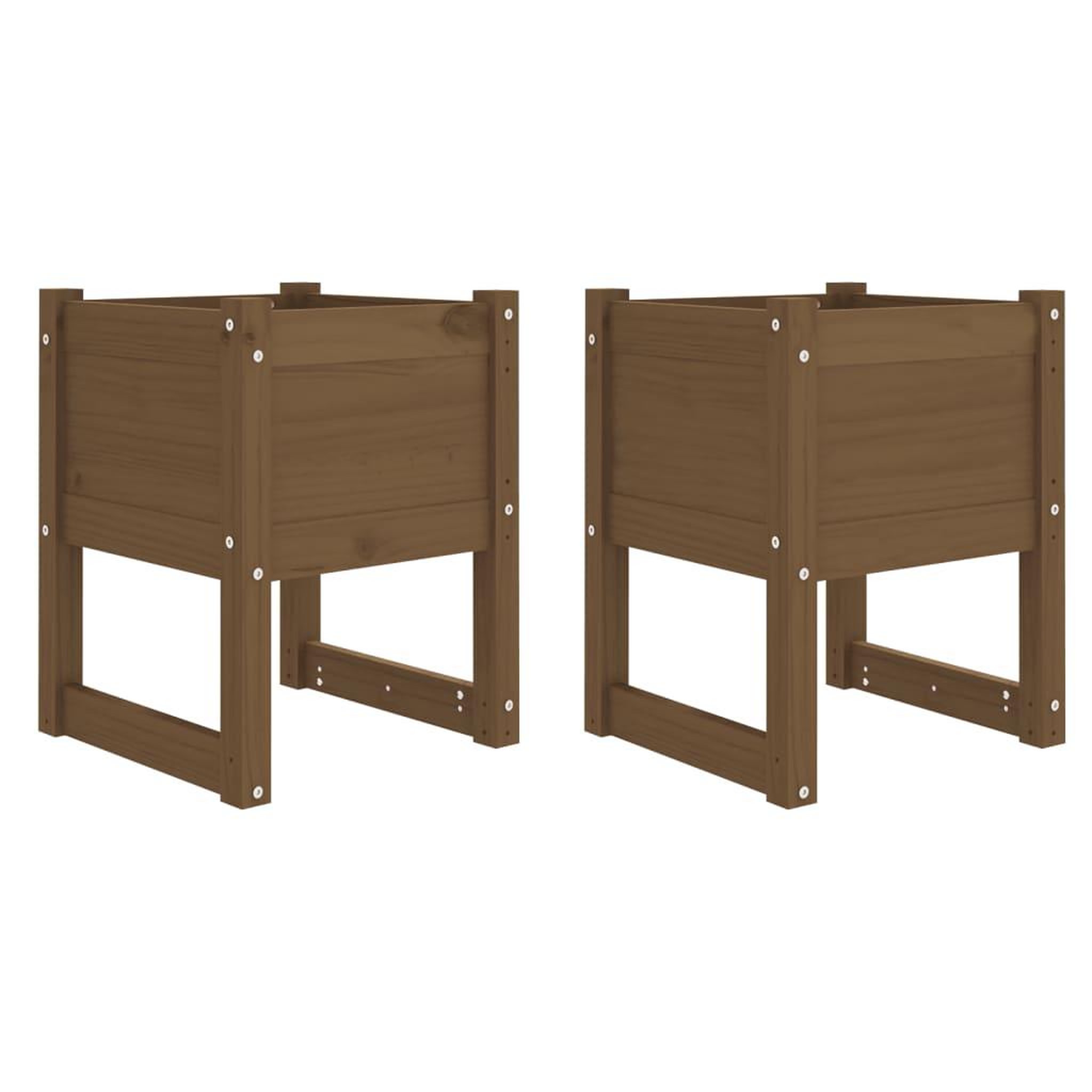Voir la diapositive 2 : VIDAXL Jardinieres 2 pcs Marron miel 40x40x52,5 cm Bois massif de pin