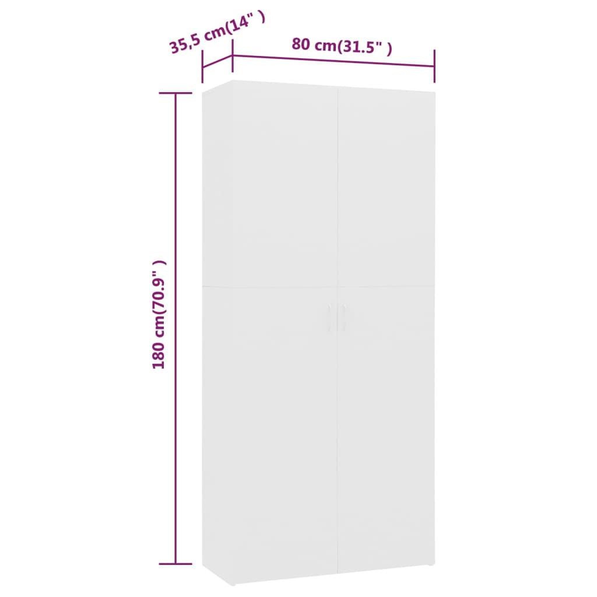 Voir la diapositive 6 : VIDAXL Armoire a chaussures blanc 80 x 35,5 x 180 cm bois d'ingenierie