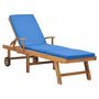 Voir la diapositive 1 : VIDAXL Chaise longue avec coussin Bois de teck solide Bleu