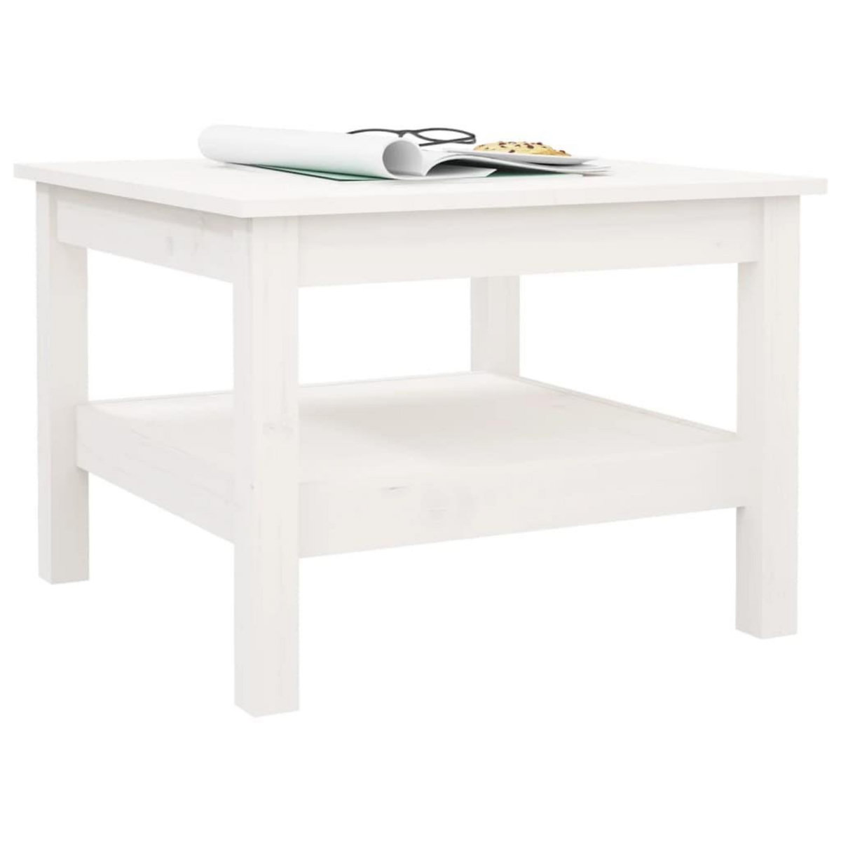 VIDAXL Table basse Blanc 55x55x40 cm Bois massif de pin
