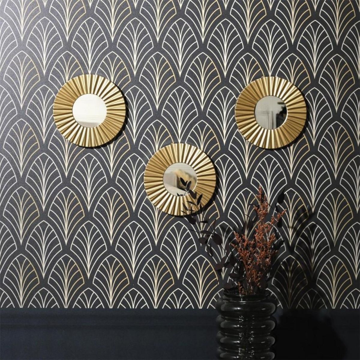 The Home Deco Factory Lot de 3 miroirs dorés diamètre 19cm