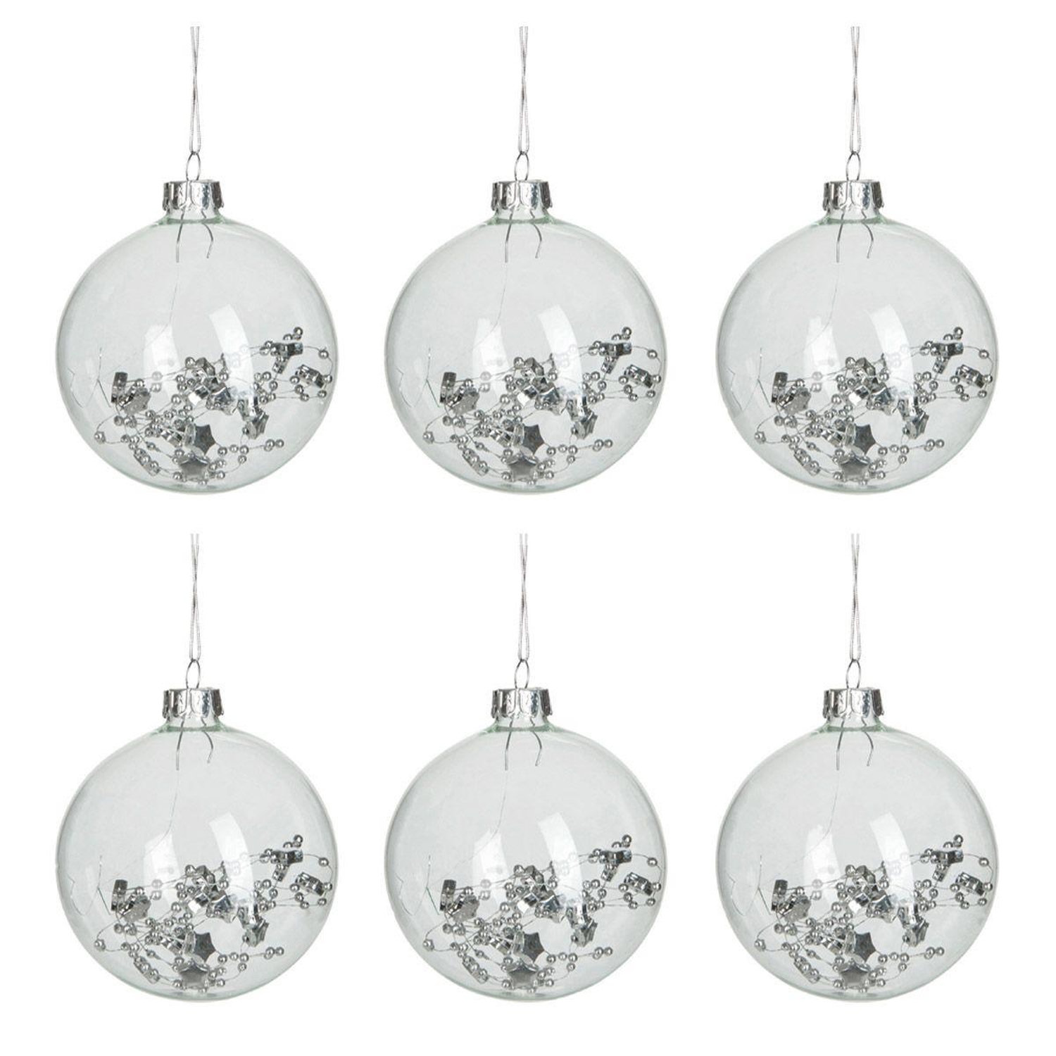 J-line Lot de 6 Boules de Noël Sequins 9cm