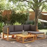 VIDAXL Salon de jardin avec coussins 5 pcs Bois d'acacia solide