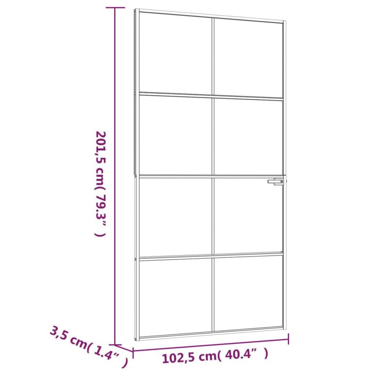 VIDAXL Porte d'interieur Blanc 102x201,5 cm Trempe verre aluminium fin