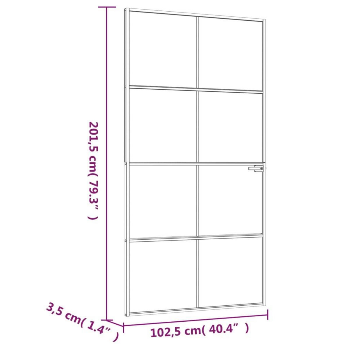 VIDAXL Porte d'interieur Blanc 102x201,5 cm Trempe verre aluminium fin
