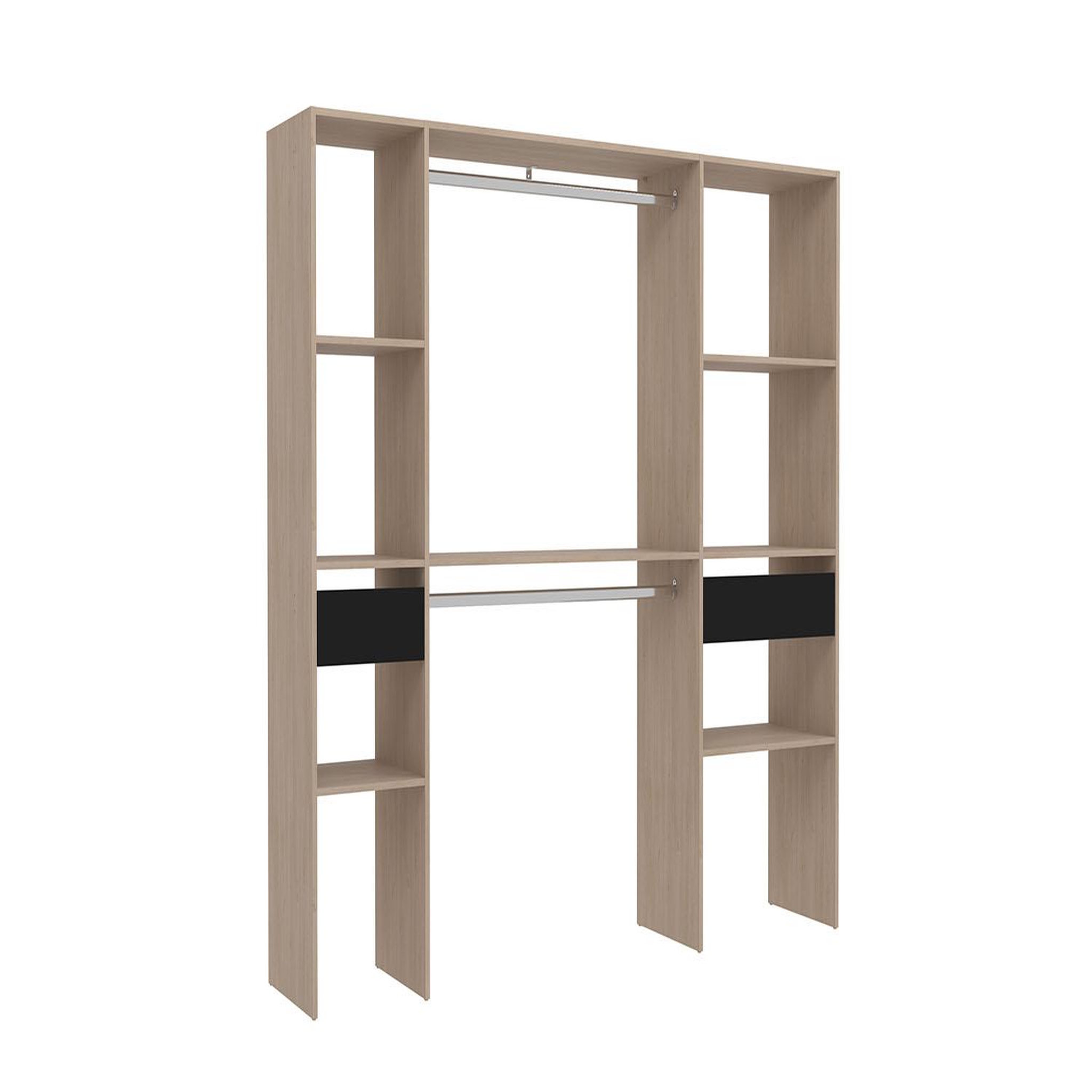 CONCEPT USINE Dressing bois avec 2 penderies 6 étagères et 2 tiroirs elysee