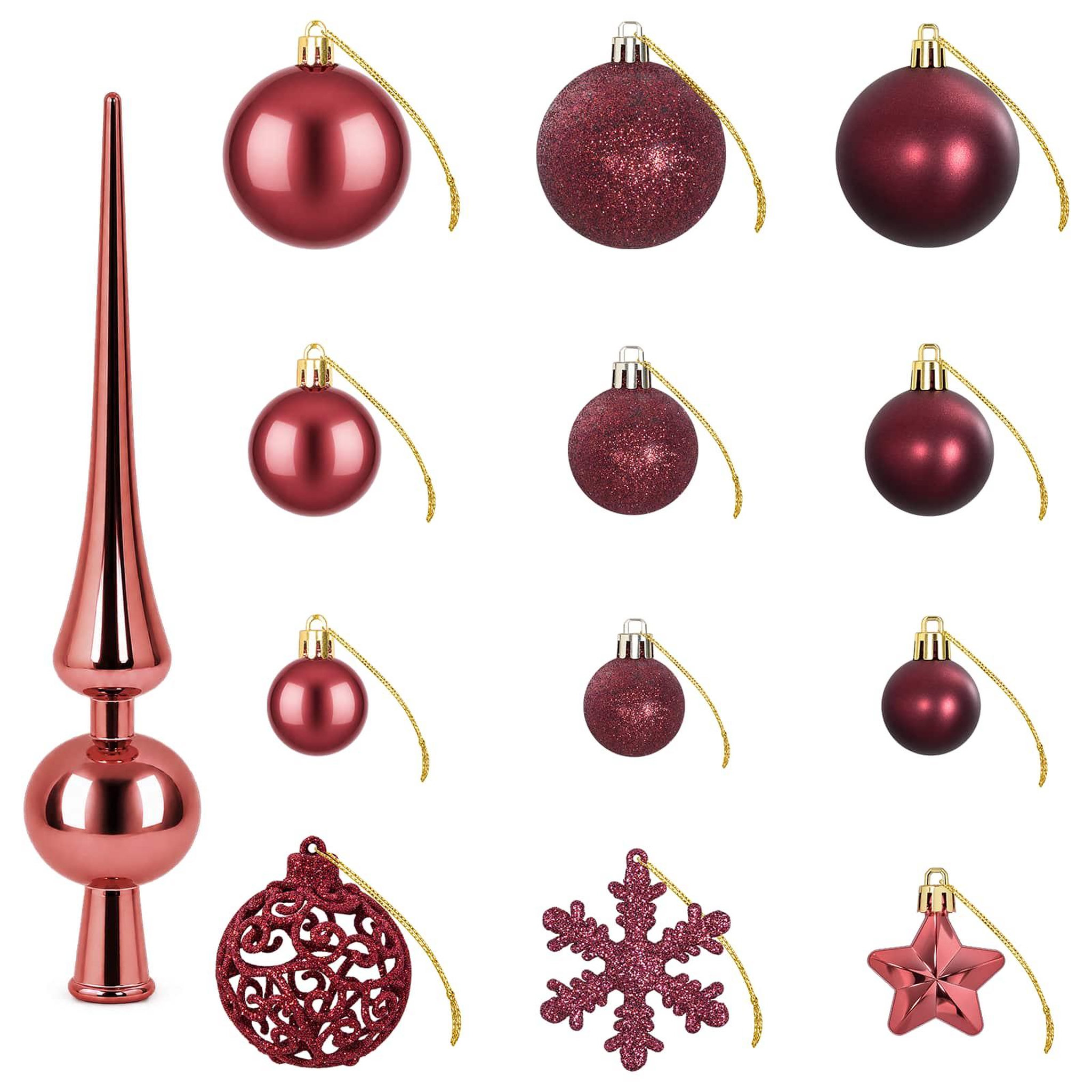 Voir la diapositive 5 : VIDAXL Ensemble de boules de Noël 111 pc Bordeaux Diam. 6 cm