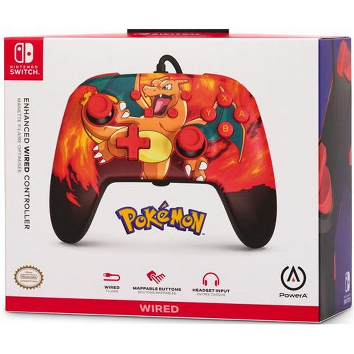 POWER A Manette Filaire Pokémon Dracaufeu Nintendo Switch