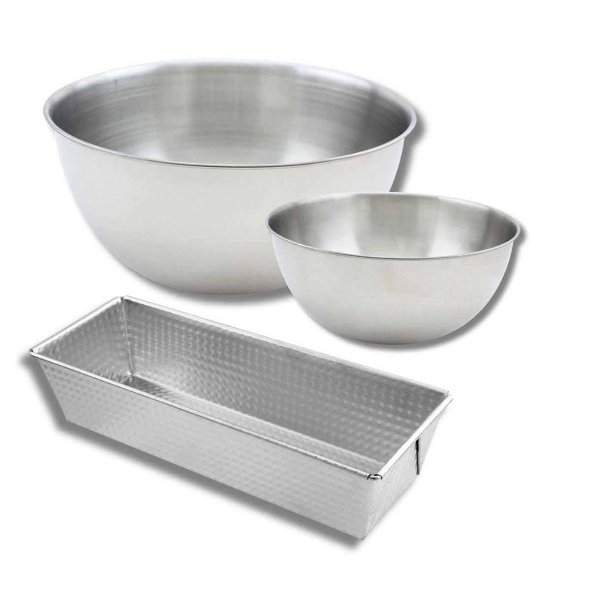 ZENKER Set comprenant 1 Moule à cake en acier étamé, 1 spatule Zenker et 2 bols à mixer en inox Fackelmann