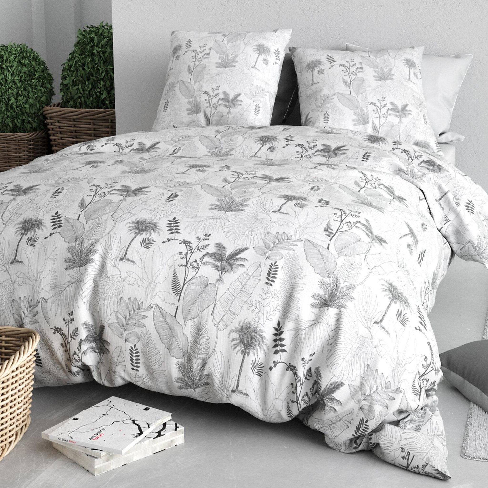 Voir la diapositive 2 : ATELIER DU COTON Parure housse de couette imprimée 100% coton 57fils merigold
