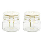 Paris Prix Lot de 2 Bocaux en Verre  Flocon  13cm Blanc & Doré