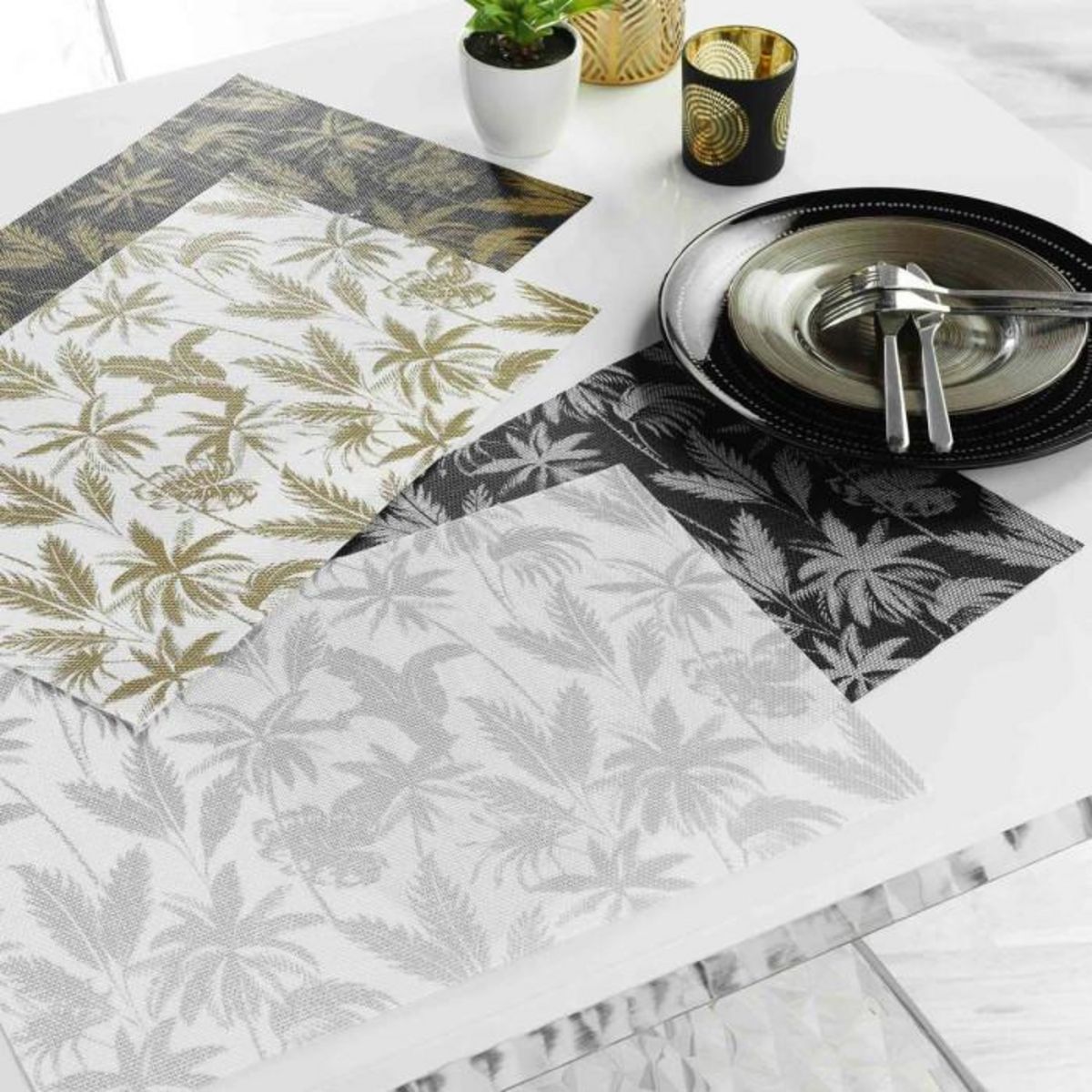 Paris Prix Set de Table  Feuillor  28x43cm Noir & Or