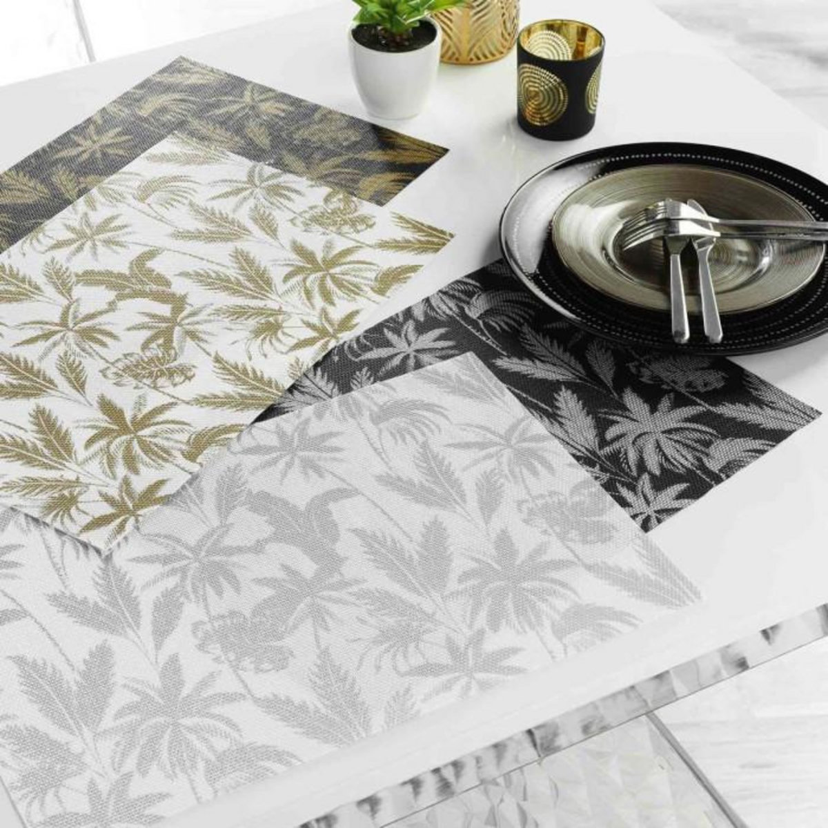 Paris Prix Set de Table  Feuillor  28x43cm Noir & Or