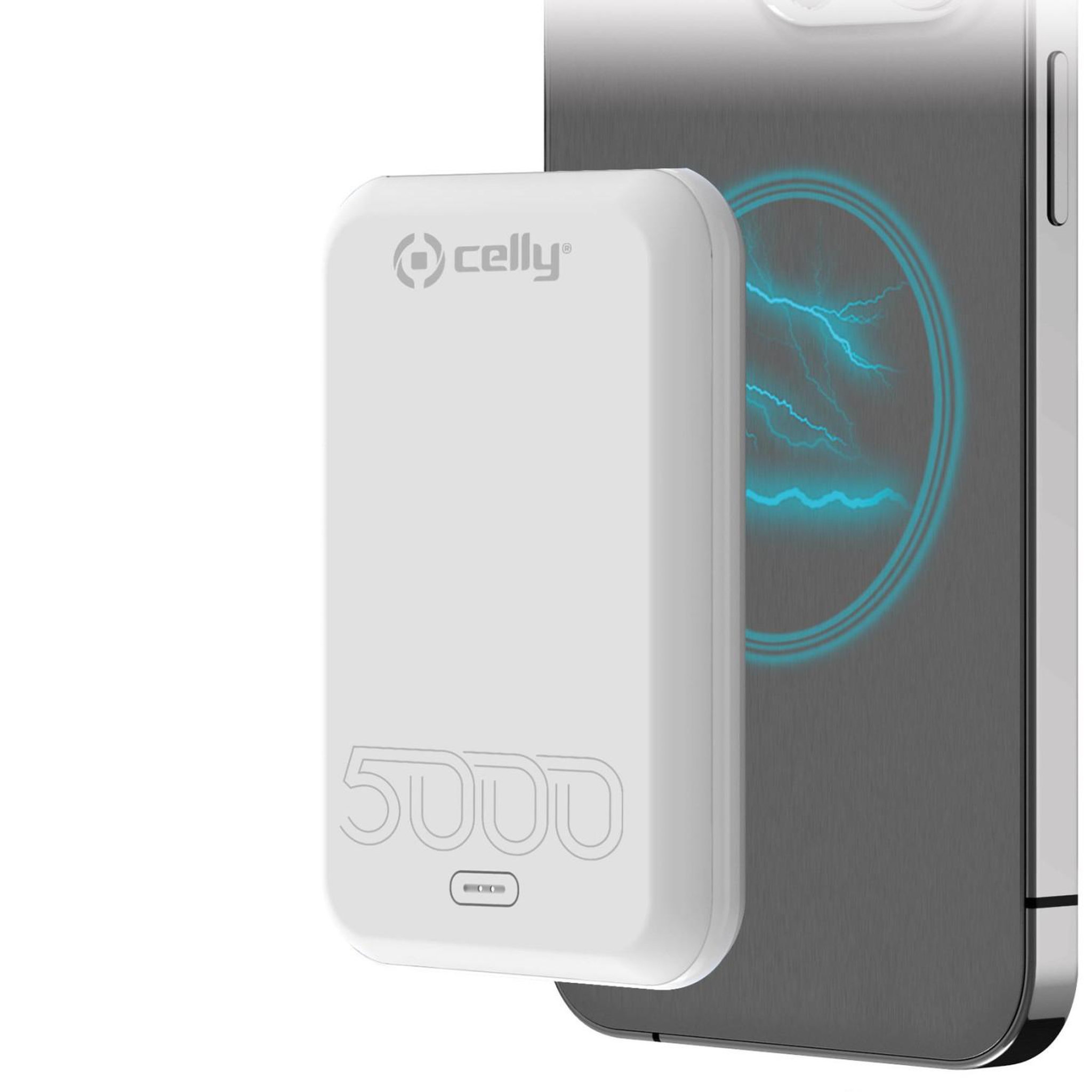 Voir la diapositive 3 : CELLY Celly MAGPB5000EVOWH banque d'alimentation électrique 5000 mAh Recharge sans fil Blanc