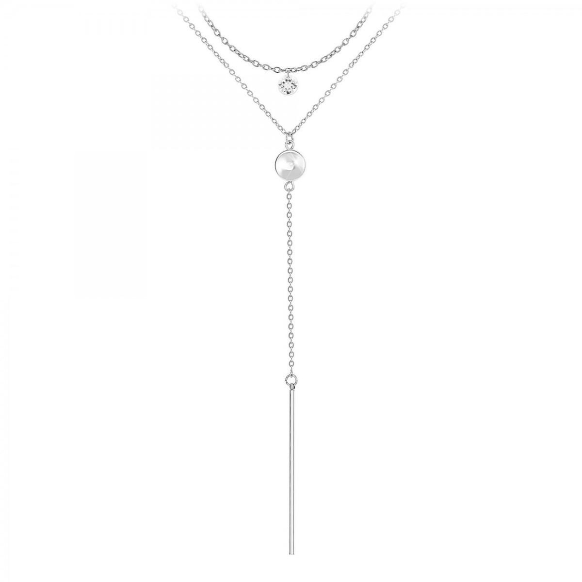 SC CRYSTAL Lot de 2 colliers SC Crystal en Acier Rhodié argenté orné de cristaux scintillants