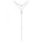 SC CRYSTAL Lot de 2 colliers SC Crystal en Acier Rhodié argenté orné de cristaux scintillants