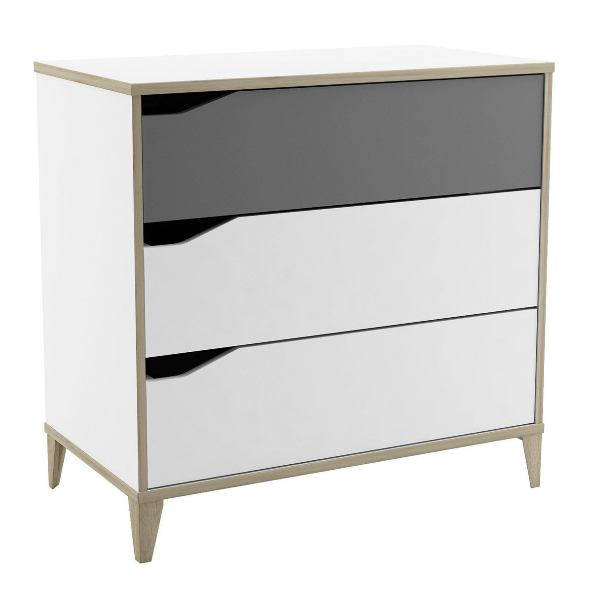 Demeyere Commode 2 + 1 tiroirs - GENIUS - Blanc et Gris - 78,3 x 42,6 x 75,9 cm - DEMEYERE