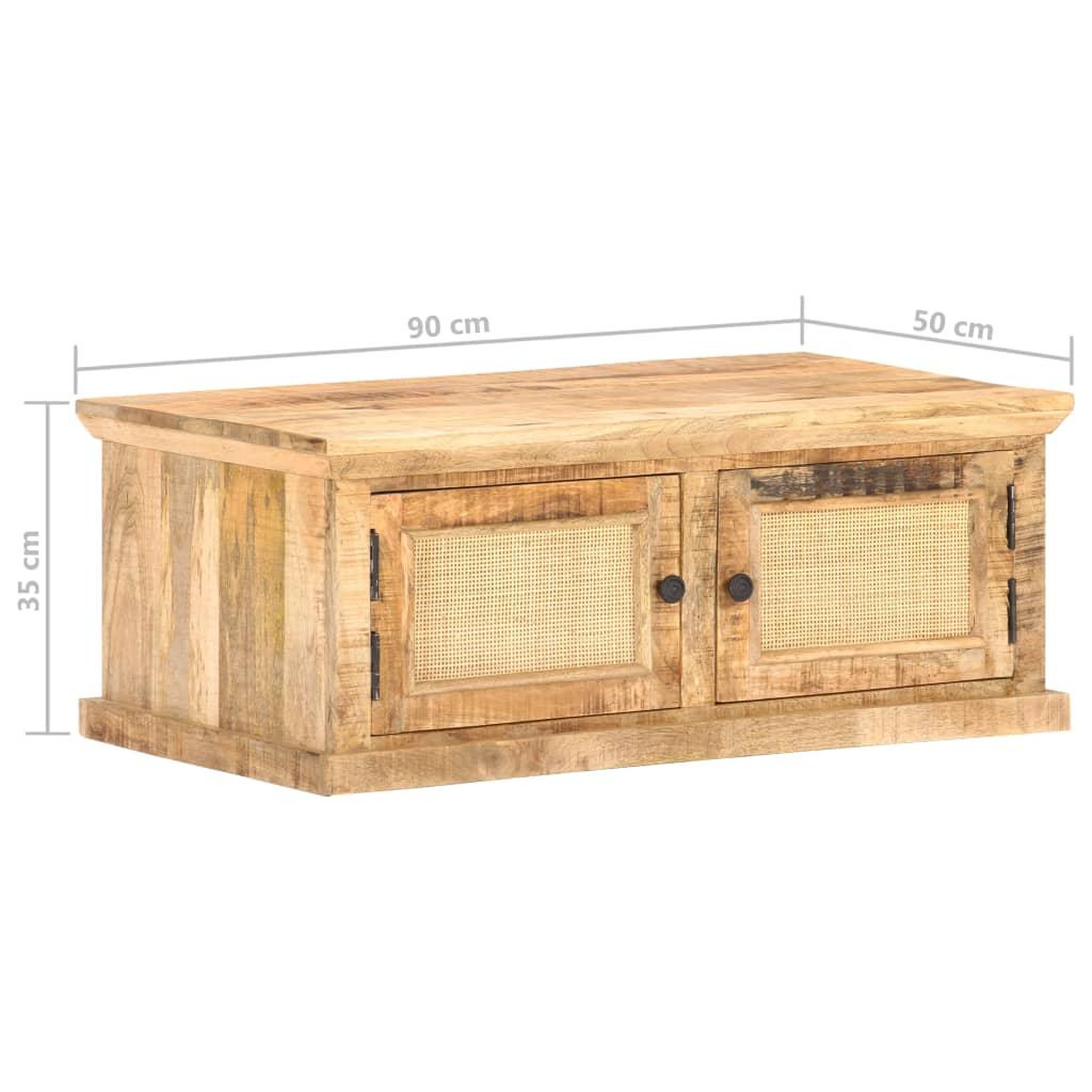 Voir la diapositive 6 : VIDAXL Table basse 90x50x35 cm Bois de manguier et canne naturelle