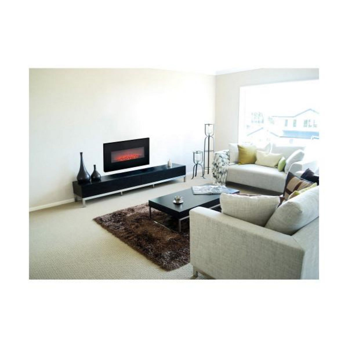 CLASSIC FIRE Cheminée murale électrique décorative Classic Fire Memphis Noir 1800 W 66 x 13 x 46 cm