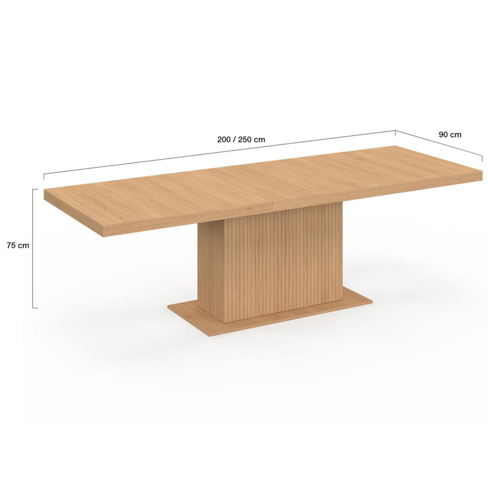 Voir la diapositive 5 : ID MARKET Table à manger extensible rectangle juliette 8-12 personnes pied central effet lattes avec rangement 200-250 cm