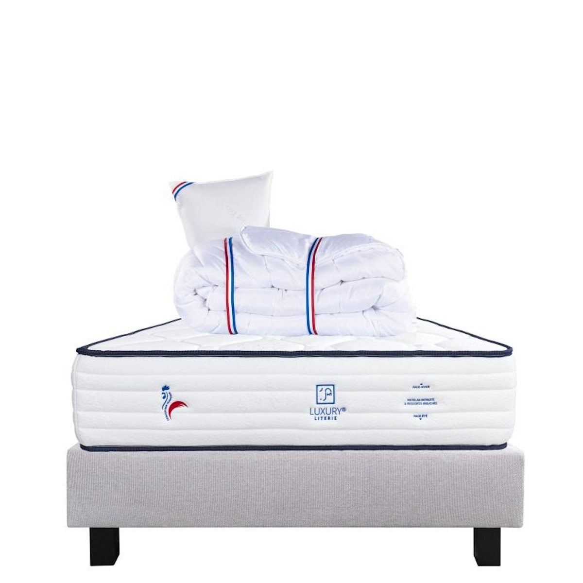 LUXURY LITERIE Ensemble literie ressorts, Patriote Ferme, Gris