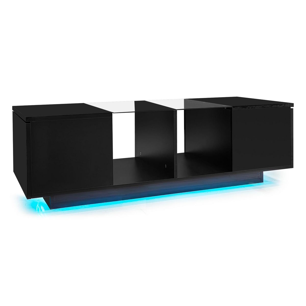 MERAX Table Basse Avec 2 Portes Et 2 Niches Noir