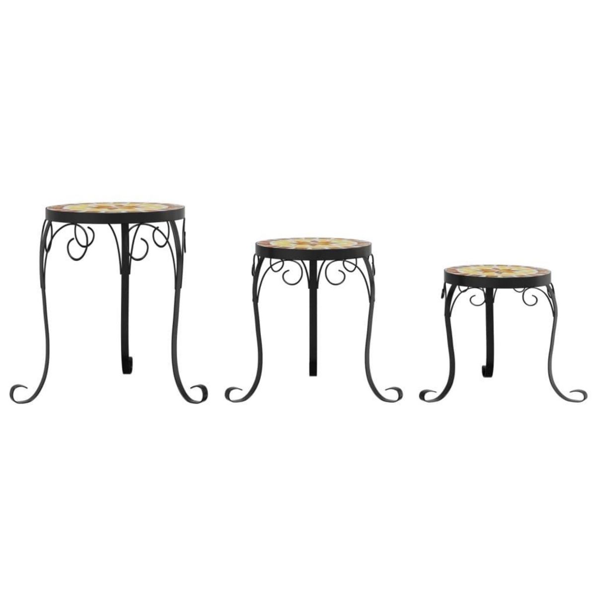 VIDAXL Supports pour plantes 3 pcs terre cuite et blanc ceramique