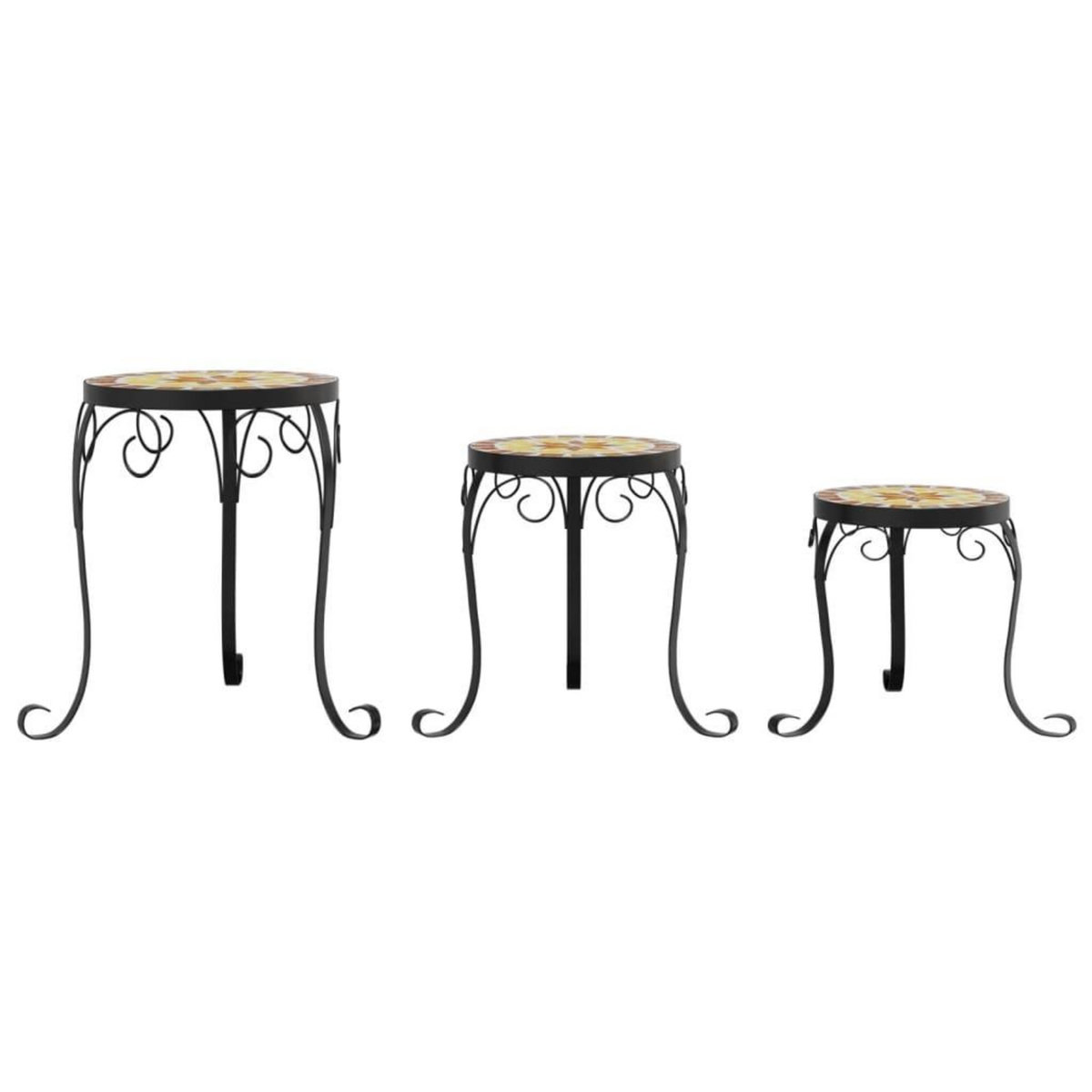 VIDAXL Supports pour plantes 3 pcs terre cuite et blanc ceramique