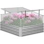 Voir la diapositive 1 : OUTSUNNY Mini serre de jardin carré potager 2 lucarnes dim. 126L x 107l x 67H cm alliage alu. acier galvanisé ondulé polycarbonate